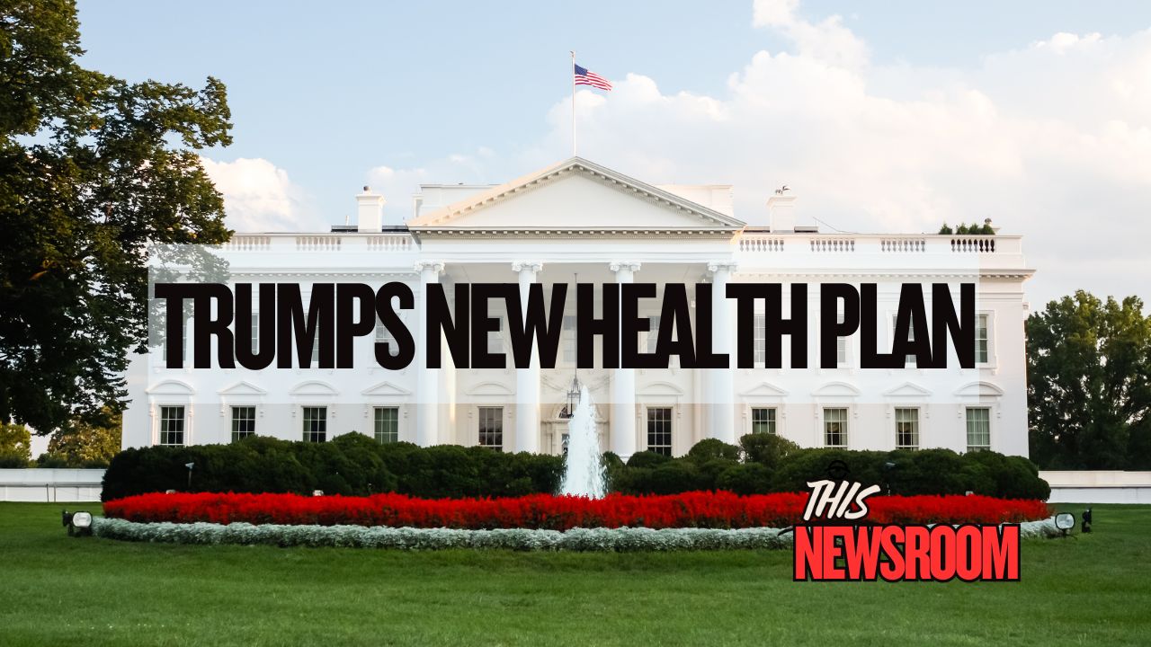 Donald Trump speaking during a public address, used for article on Trump’s new health plan.