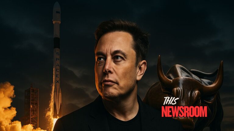 SpaceX rocket launch representing Elon Musk’s SpaceX IPO teaser and projected $1.5 trillion valuation.