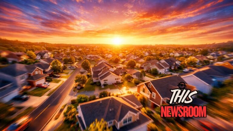 A wide view of suburban American homes representing the U.S. housing market as mortgage rates remain elevated in 2026