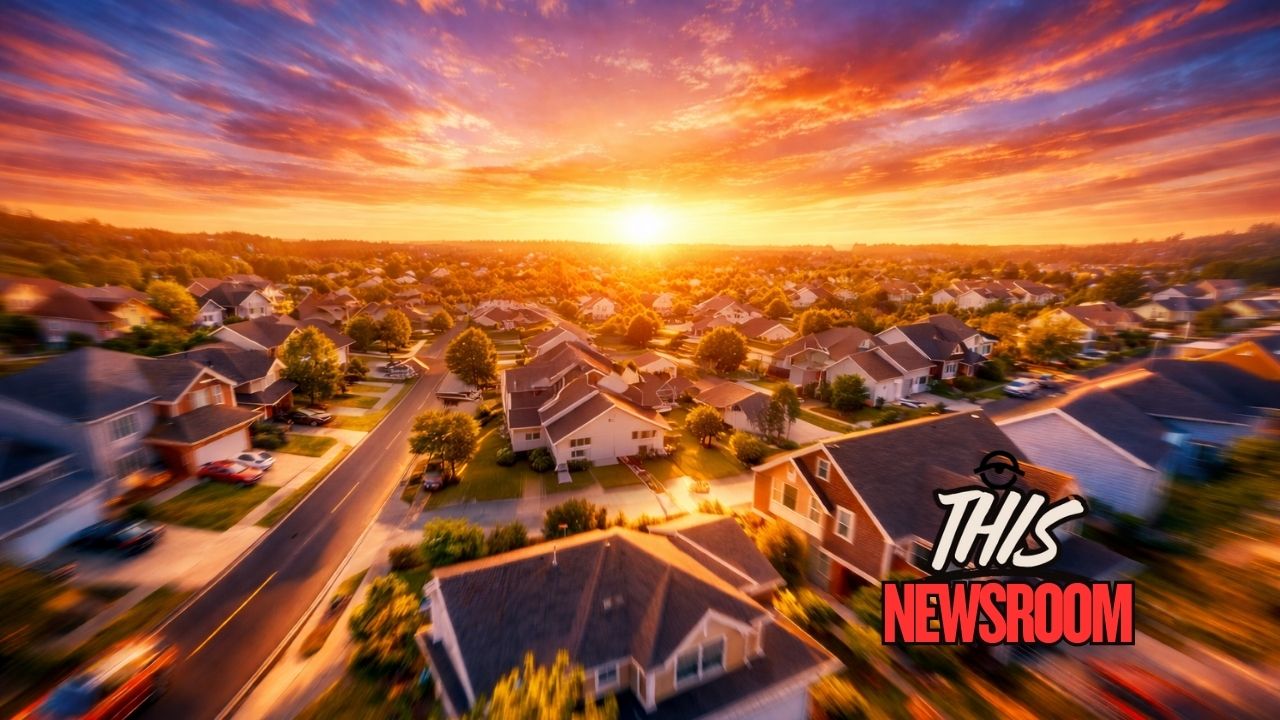 A wide view of suburban American homes representing the U.S. housing market as mortgage rates remain elevated in 2026
