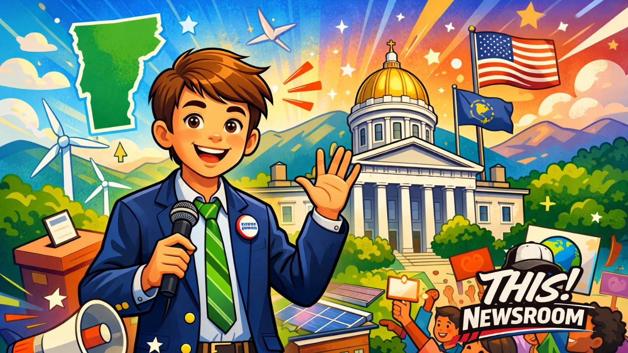 A 14-year-old candidate, Dean Roy, is running for governor of Vermont, igniting debate over youth leadership, legal limits, and the future of American politics.