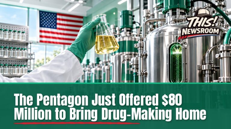 Scientist in a bright lab checking fermentation tanks for domestic drug manufacturing of medicine ingredients