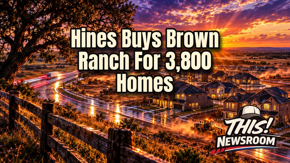 Brown Ranch Fort Worth at sunset with a new master-planned community rising beside open Texas ranch land