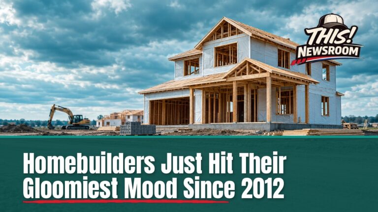 Row of newly built suburban homes under construction showing builder confidence amid high mortgage rates