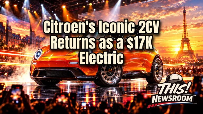 Citroen 2CV concept electric car in orange Infra Red paint at the Paris Motor Show
