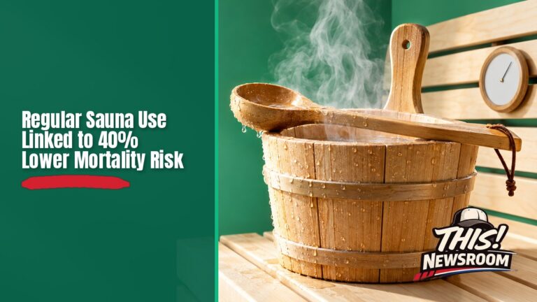 Finnish sauna study: wooden sauna bucket and ladle with a thermometer reading 175 degrees on a mint green background