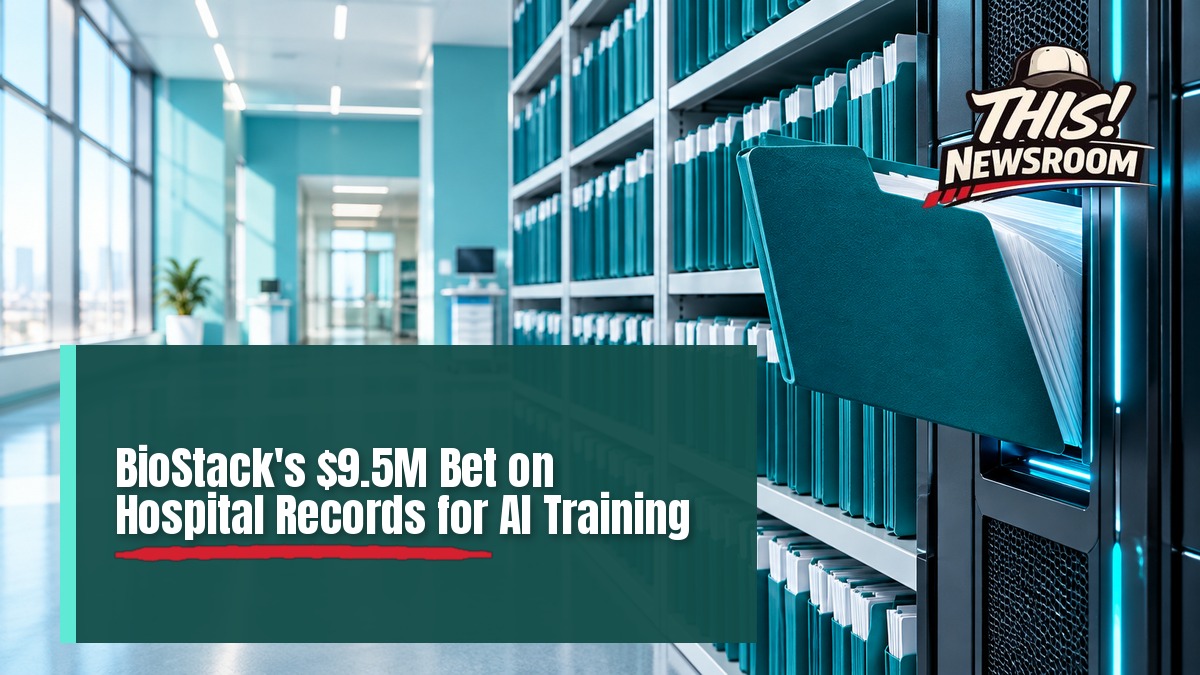 Hospital corridor with a patient records workstation, illustrating hospital records AI training
