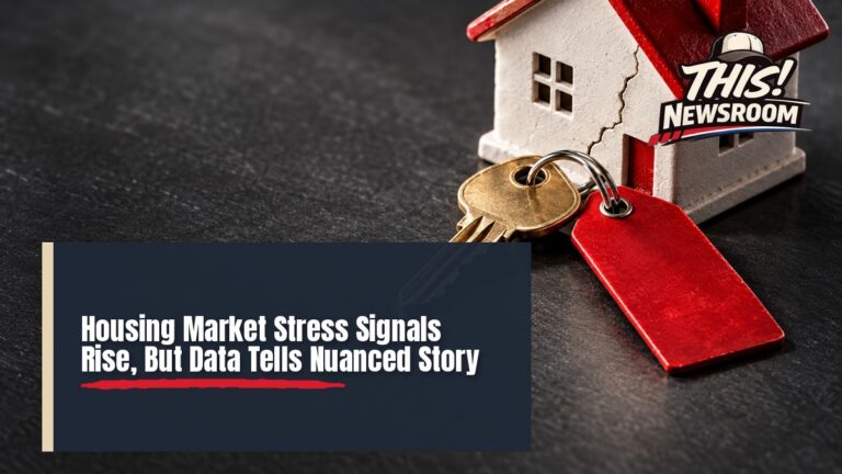 Close-up of a house key and a red foreclosure notice, illustrating the housing market breaking point debate