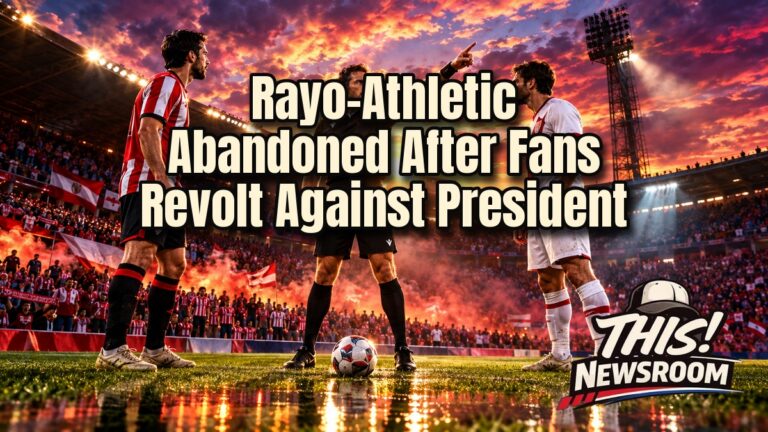 La Liga suspension scene at Vallecas stadium as protesting Rayo fans throw paper planes onto the pitch