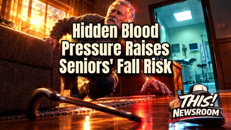 Senior man checking his blood pressure with a home cuff, illustrating masked high blood pressure and fall risk