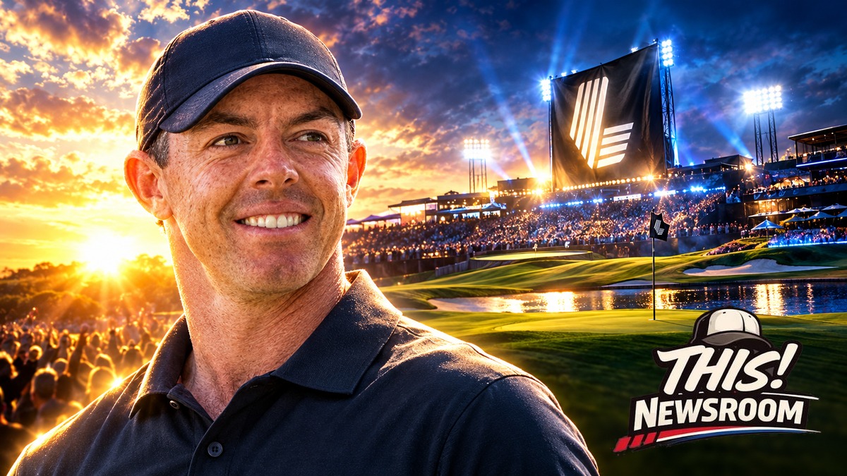 Rory McIlroy in a dramatic golf scene illustrating the McIlroy LIV return debate on the PGA Tour