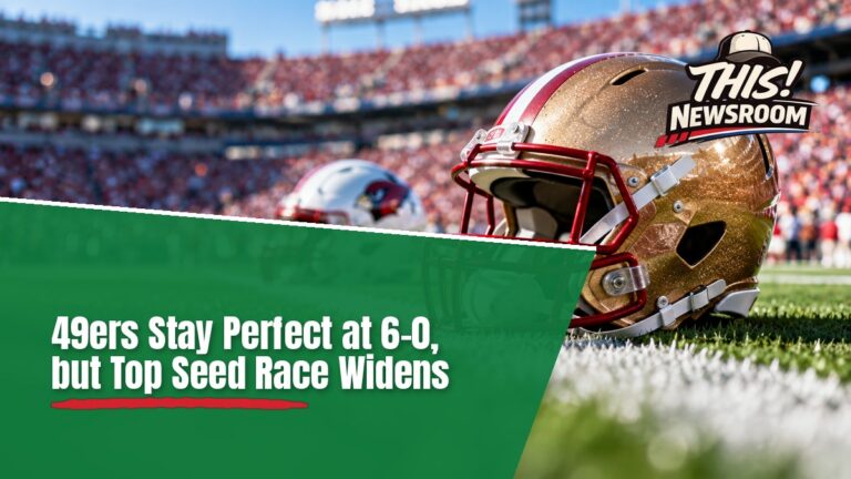 NFL No. 1 seed odds race between the 49ers and Chiefs shown on a football field
