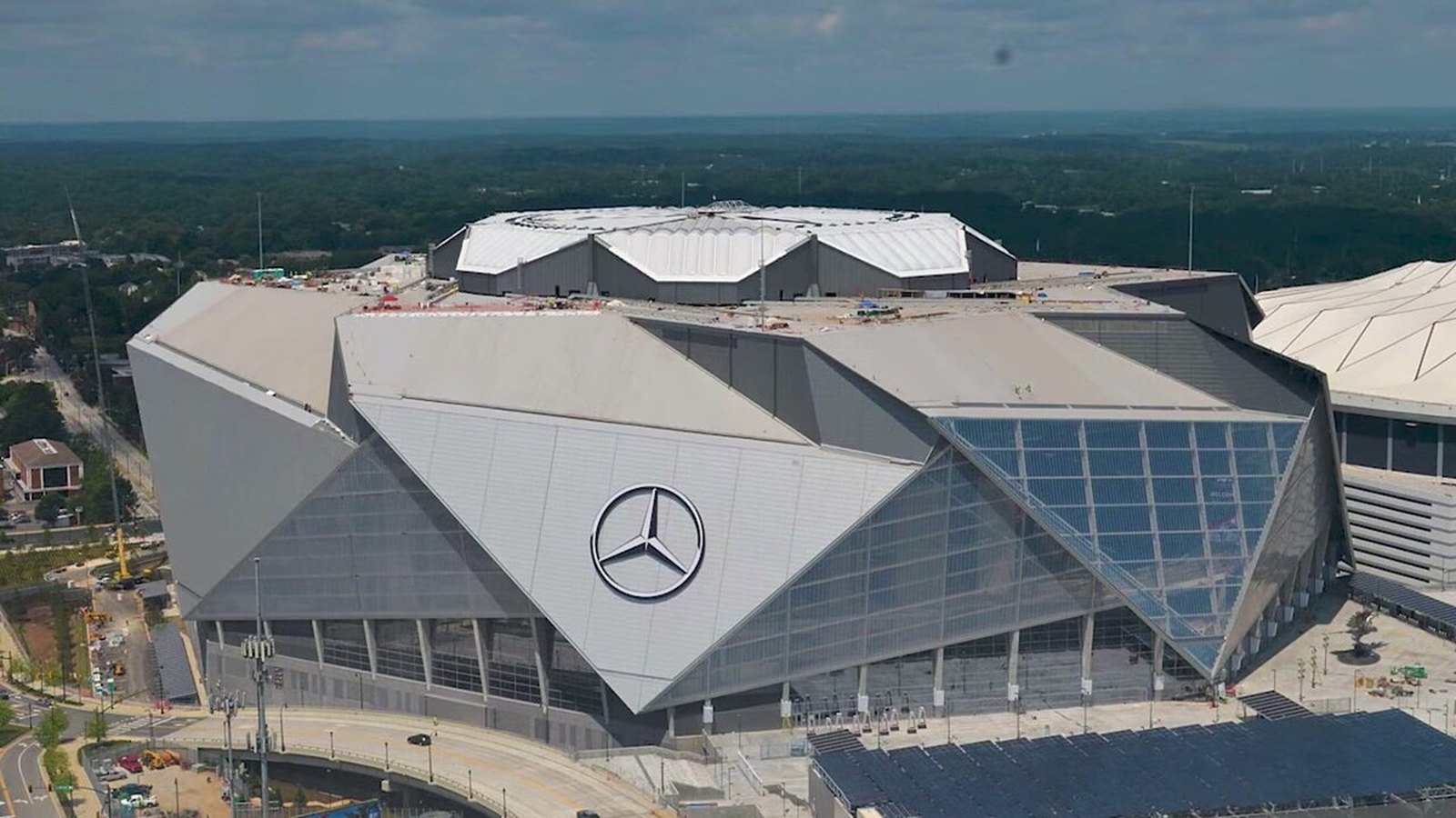 Exterior of Mercedes-Benz Stadium in Atlanta, site of Georgia's first game against Florida there