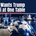 Putin summit with Trump and Xi shown as three chess pieces on a globe-shaped board with an empty Ukraine square