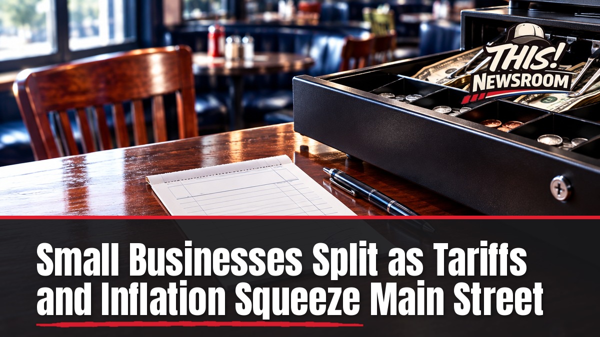 Small business inflation shown by a restaurant bill and receipt on a counter