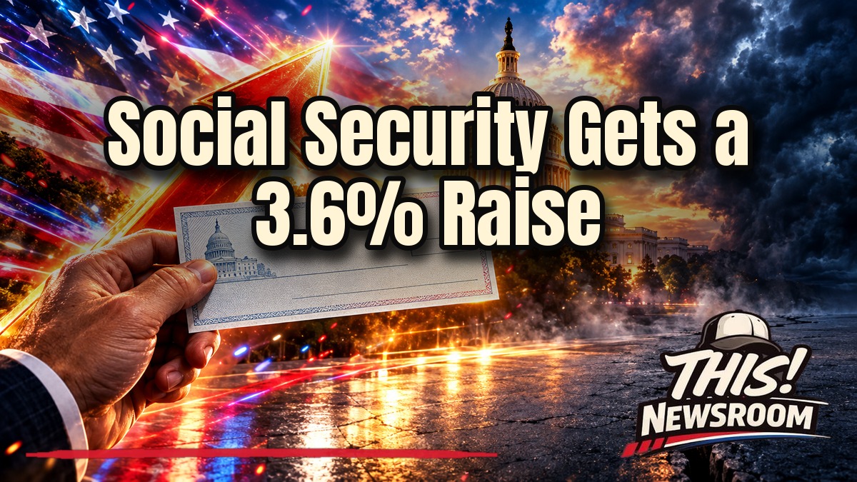 Social Security payment increase shown with a 2027 benefit check, a growing arrow and the U.S. Capitol at golden hour