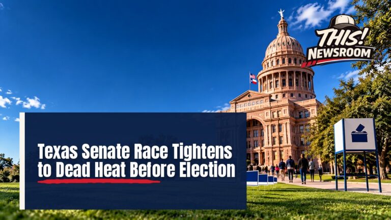 The Texas State Capitol in Austin under a clear sky, symbolizing the Texas Senate race