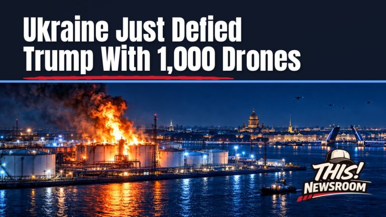 Ukraine drone attack leaves fire burning at a St. Petersburg oil terminal under a dark night sky