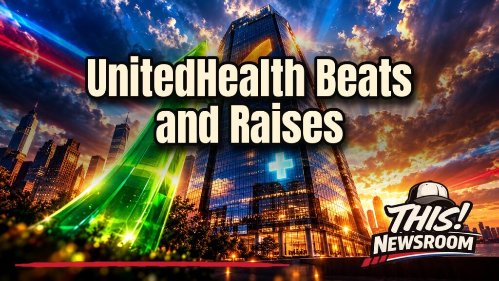 UnitedHealth earnings Q3 2026 shown with a glowing UnitedHealth logo over a Wall Street skyline and rising green arrows