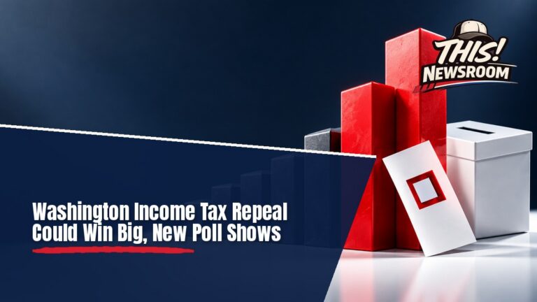 Washington income tax repeal poll results for Initiative 645 shown as a physical charcoal bar chart with red bars
