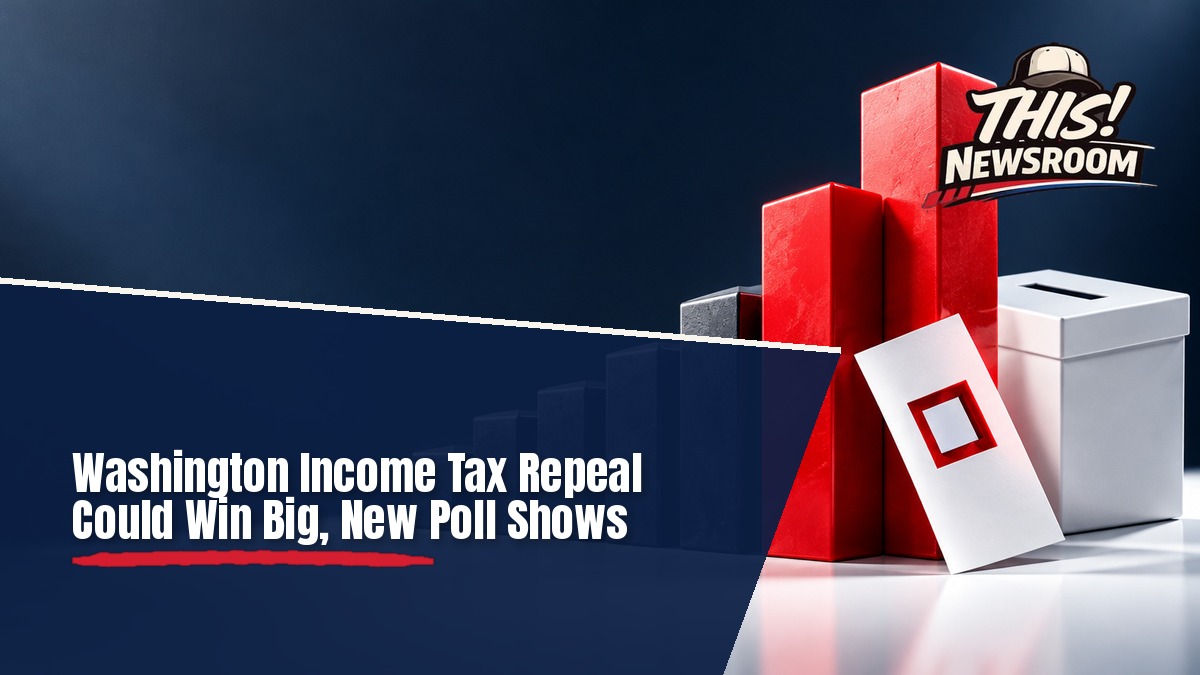 Washington income tax repeal poll results for Initiative 645 shown as a physical charcoal bar chart with red bars