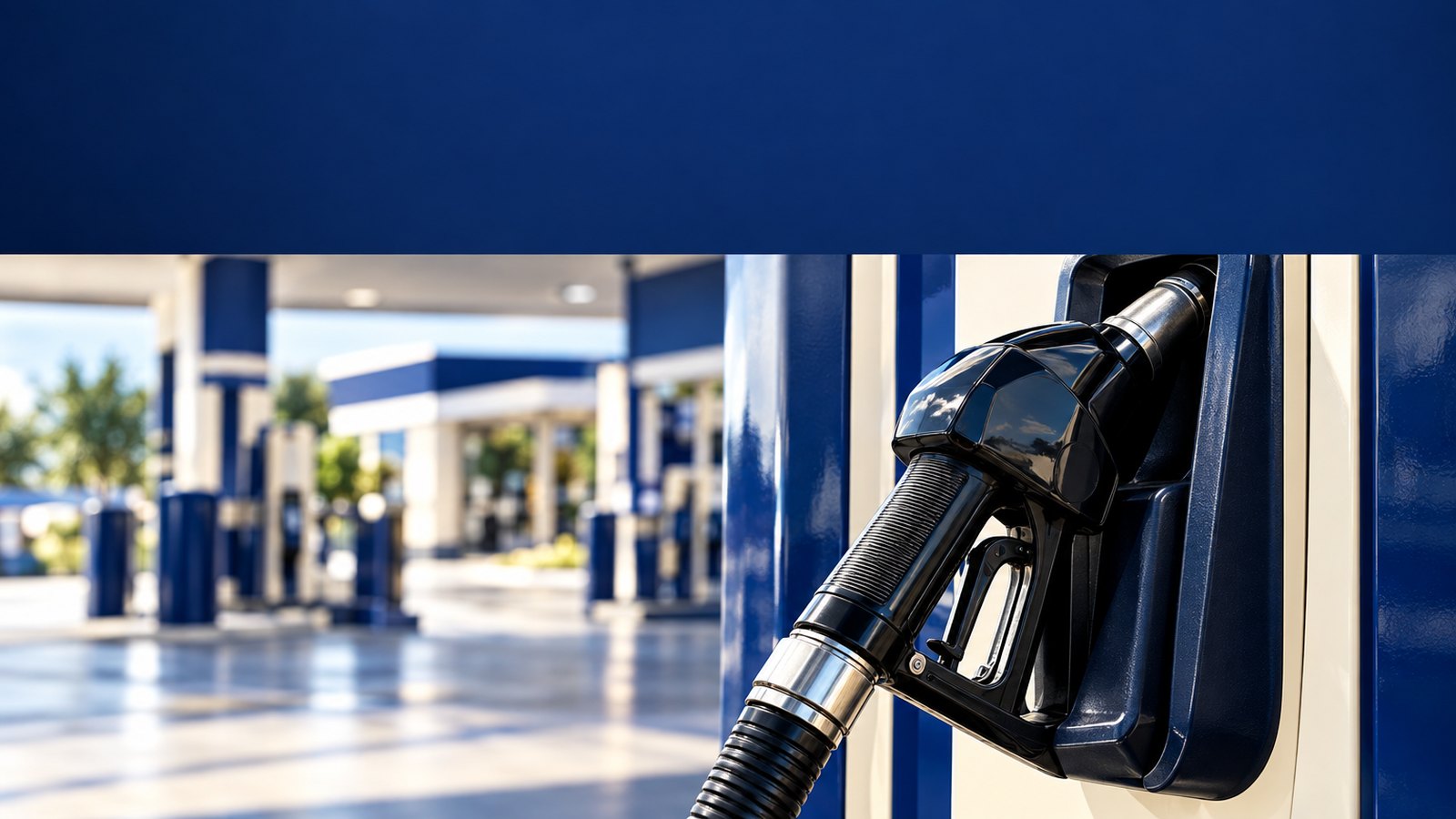 Close-up of a diesel pump nozzle in its holder at a fuel station
